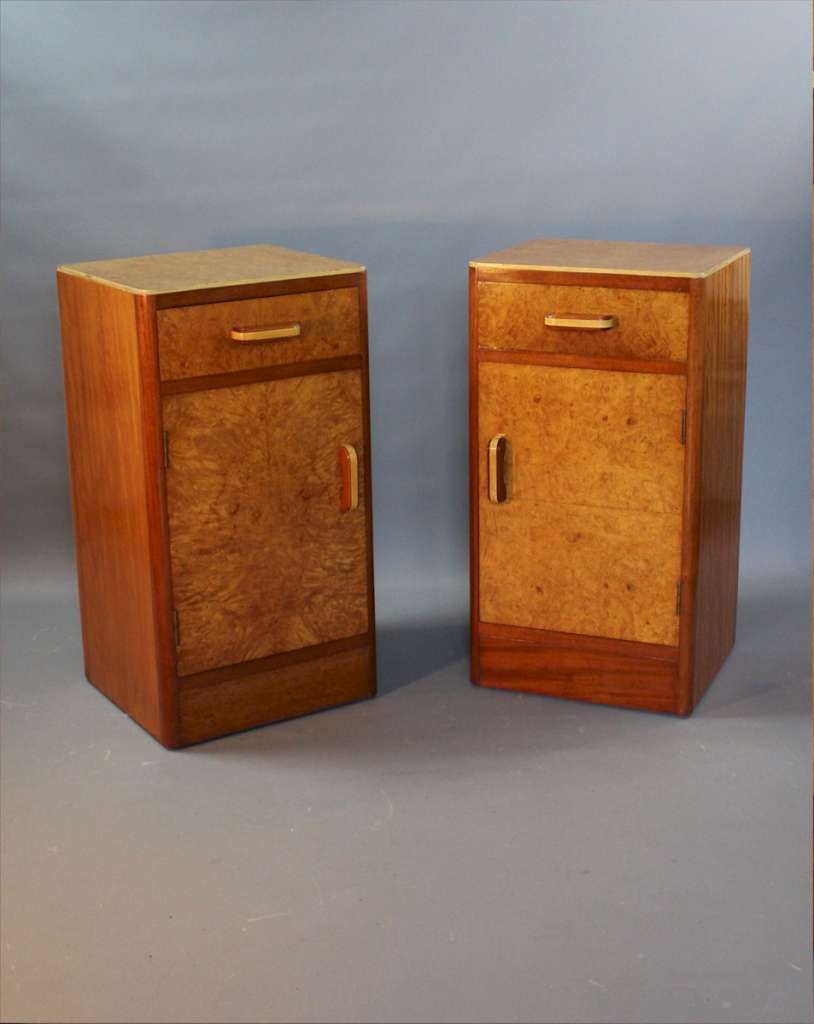 Art Deco pair of birds eye maple bedside Furniture Bedroom