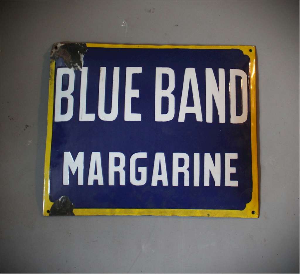 Enamel advertising sign for Blue Band margarine