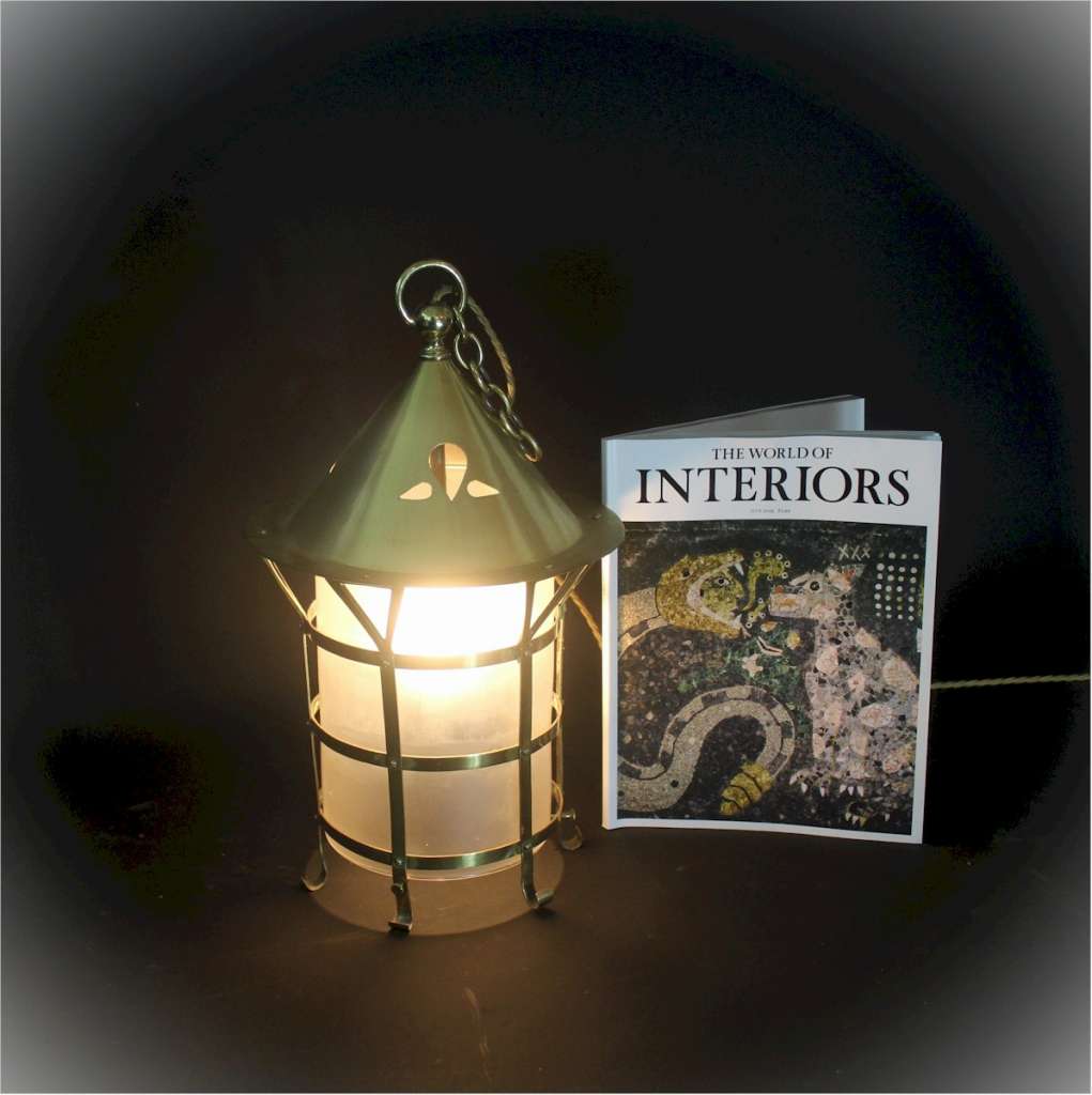 Arts and Crafts brass hall lantern