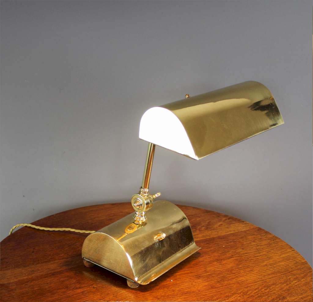 Brass bankers lamp, British 1940's