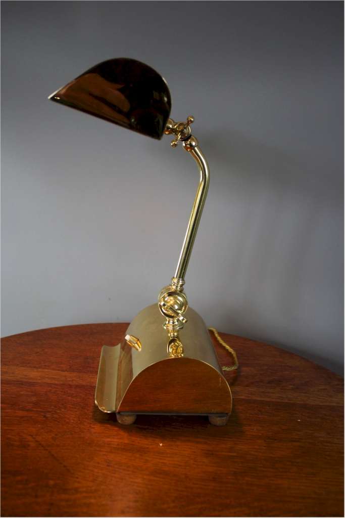Brass bankers lamp, British 1940's