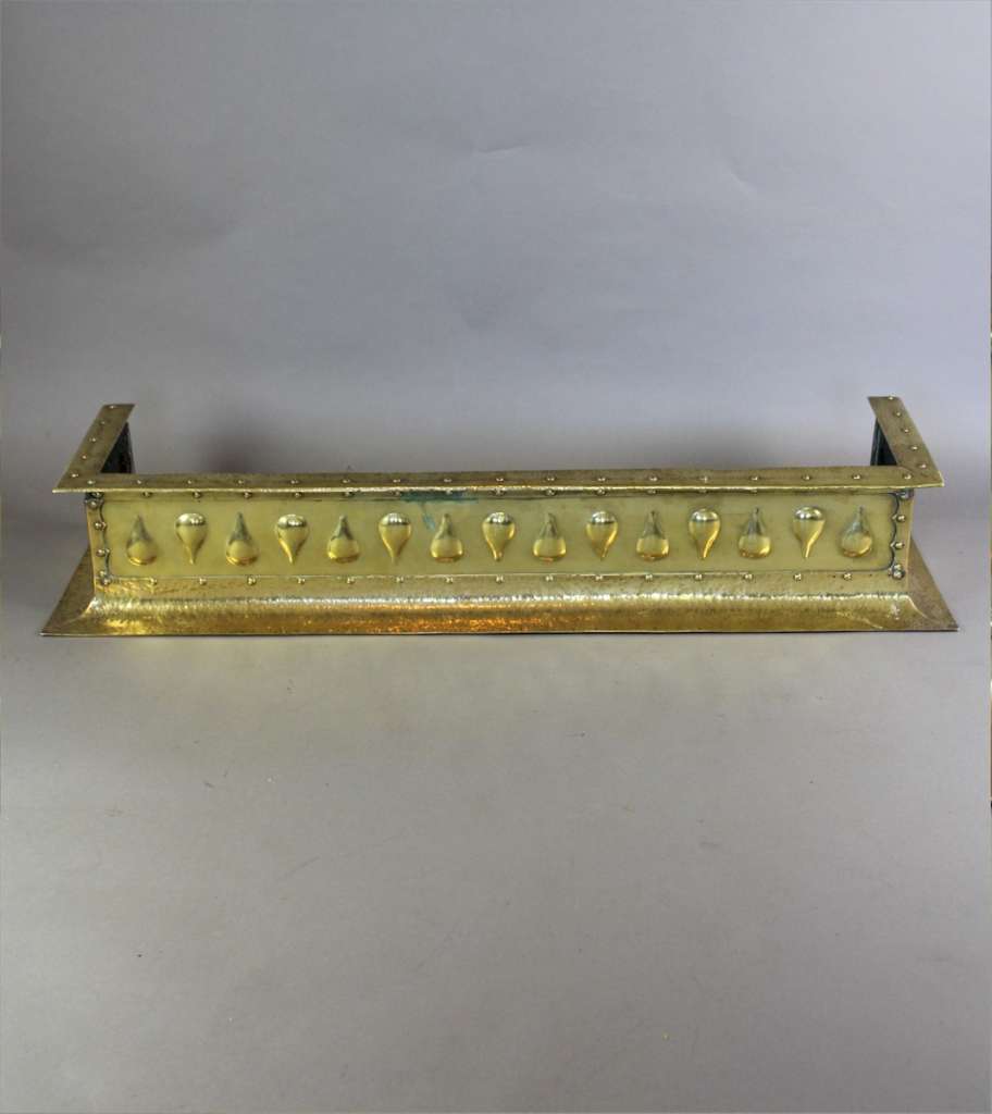 Good quality arts and crafts brass fire fender , circa 1900