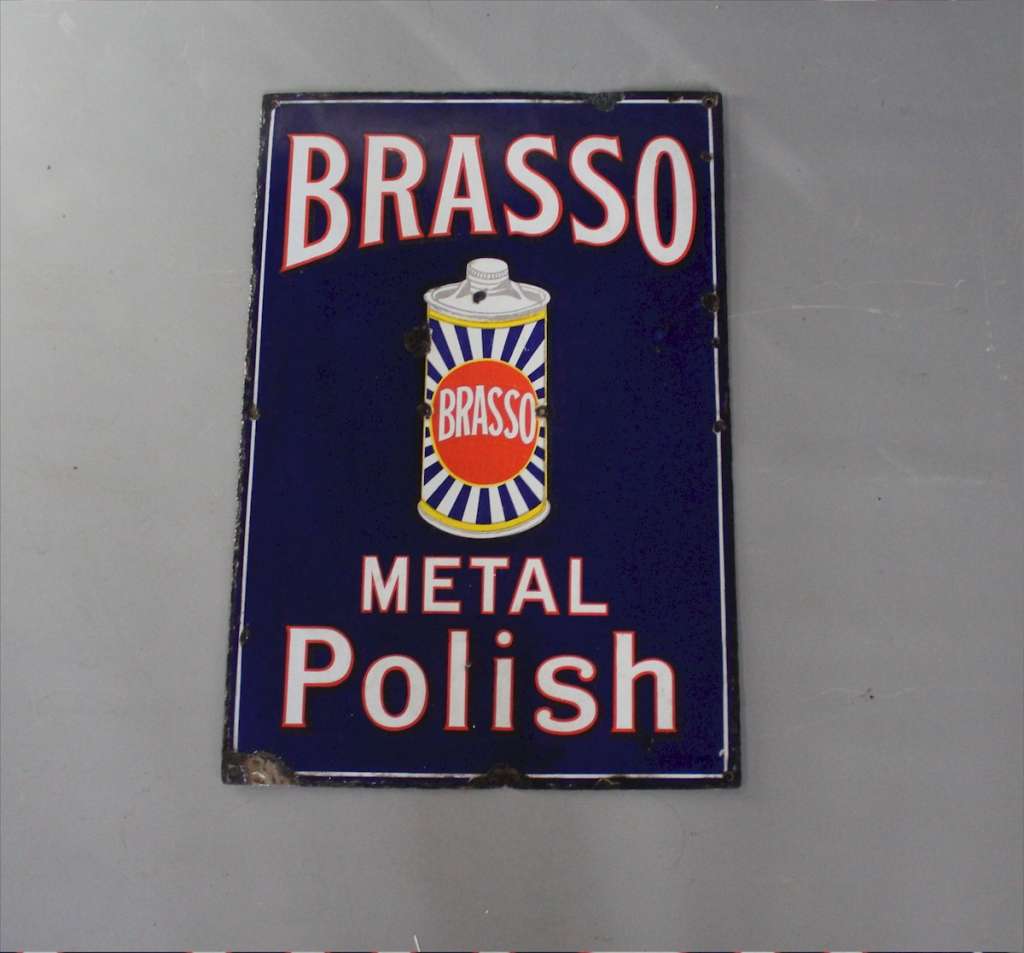 Enamel Advertising Sign Brasso Metal Polish