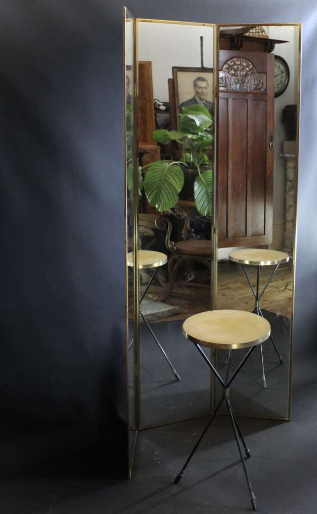 Vintage French Triptych folding mirror,