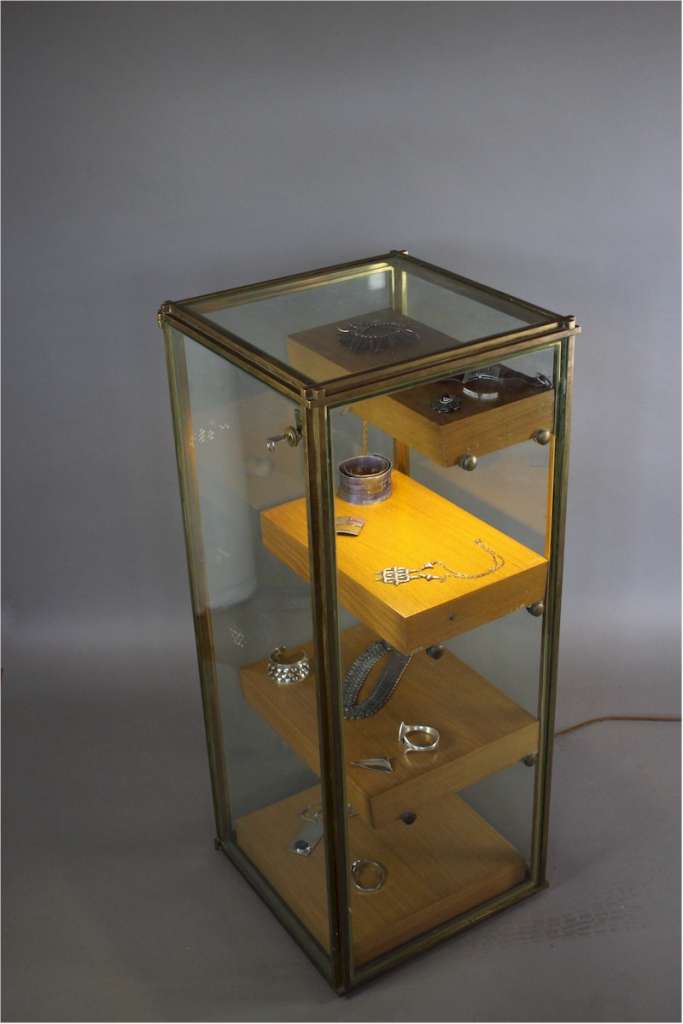 Good quality brass framed shop display cabinet c1970