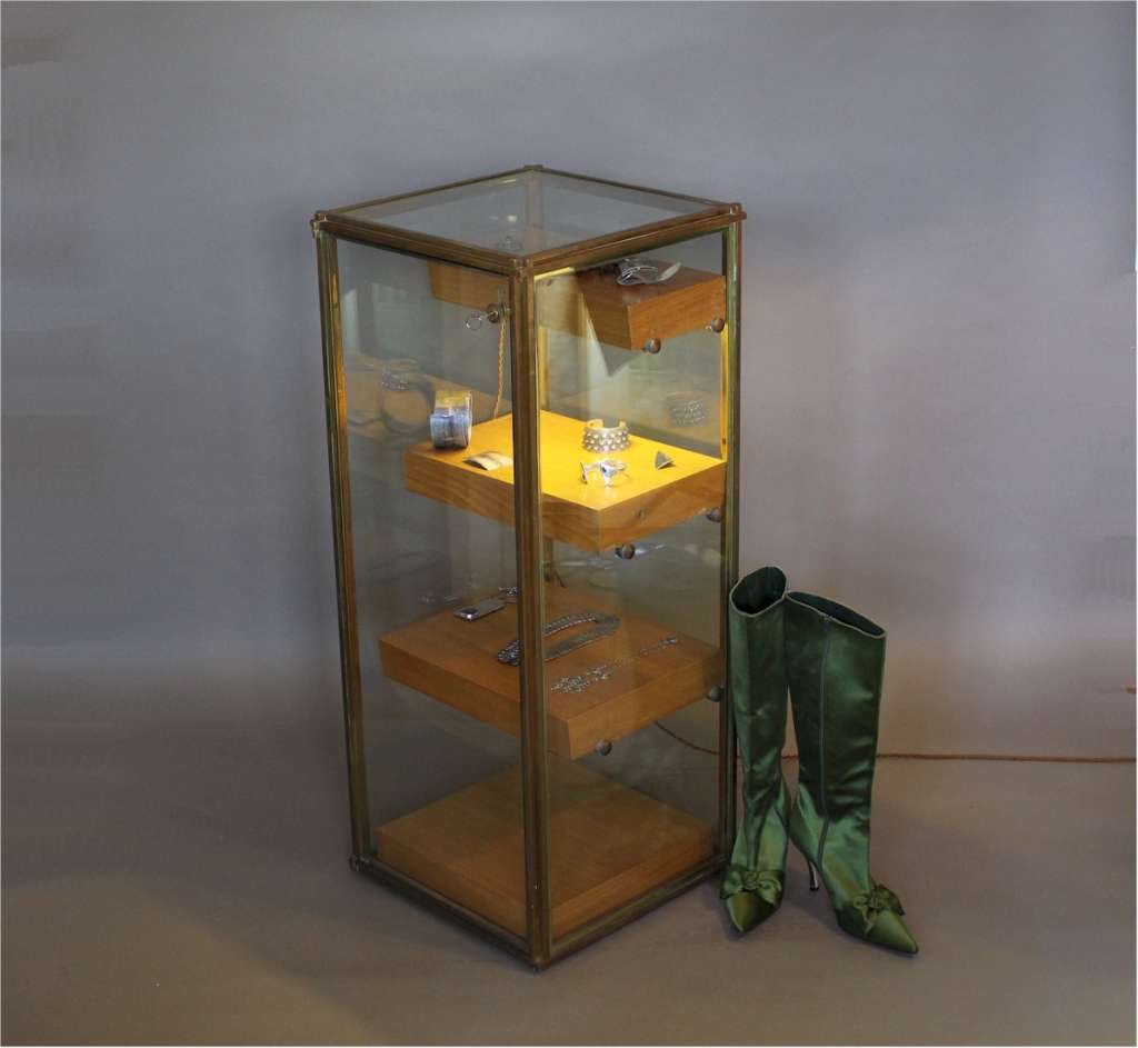 Good quality brass framed shop display cabinet c1970