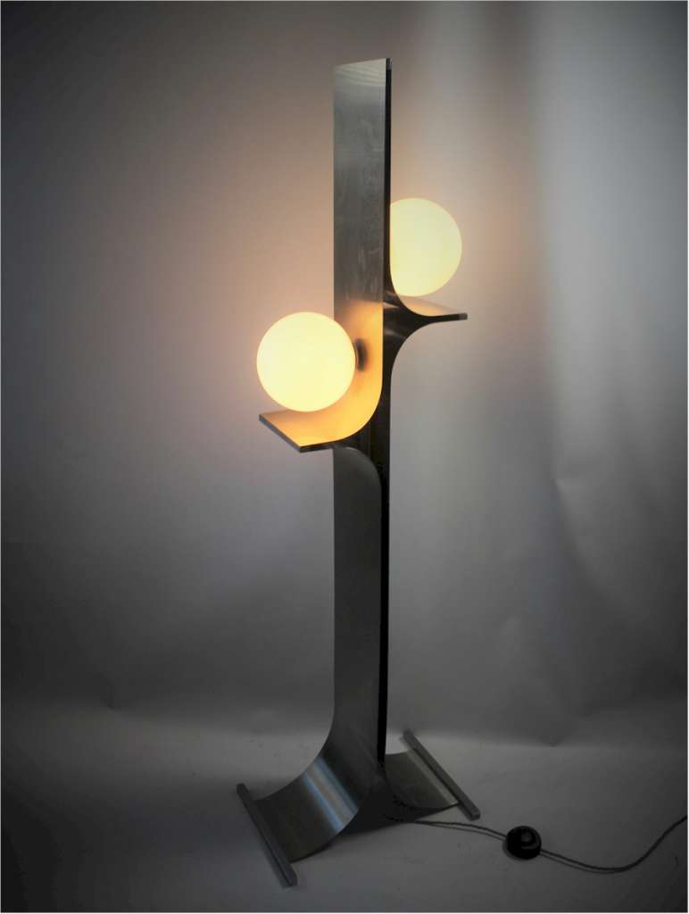 1970's brushed steel floor lamp