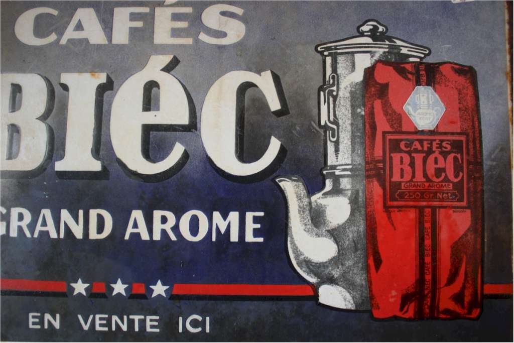 Cafe Biec enamel advertising sign