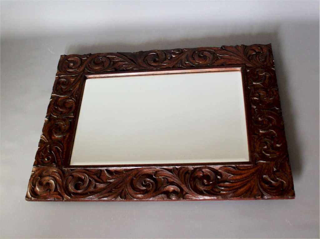 Large arts and crafts carved oak framed mirror Mirrors Art Furniture