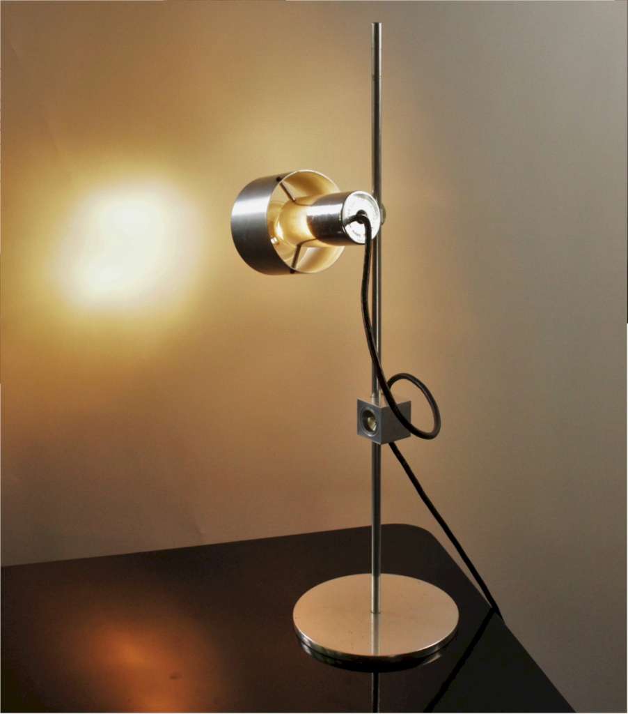 1970' brushed steel adjustable table lamp