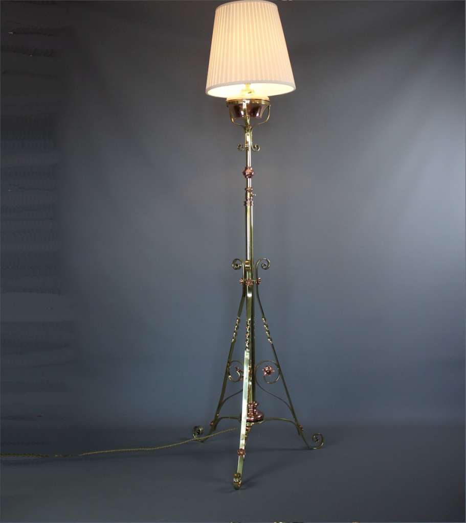 Victorian copper and brass floor lamp