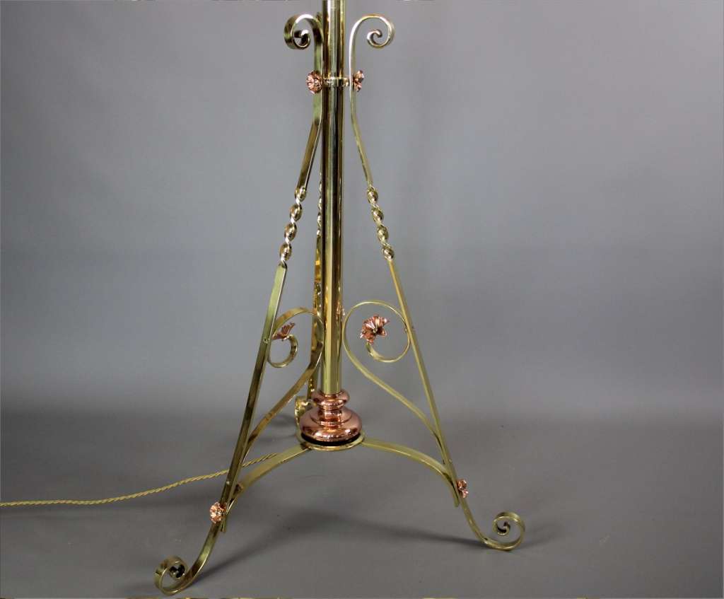 Victorian copper and brass floor lamp