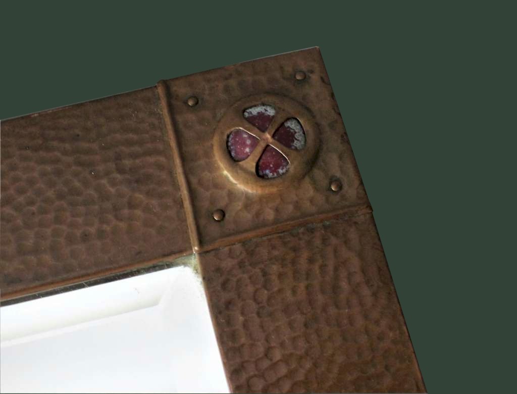 Copper arts and crafts mirror with Ruskins