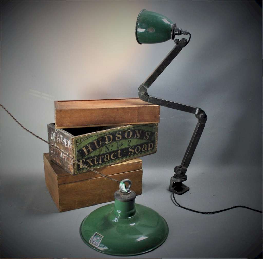 Crysteel iconic green enamel factory lamp shade by Benjamin