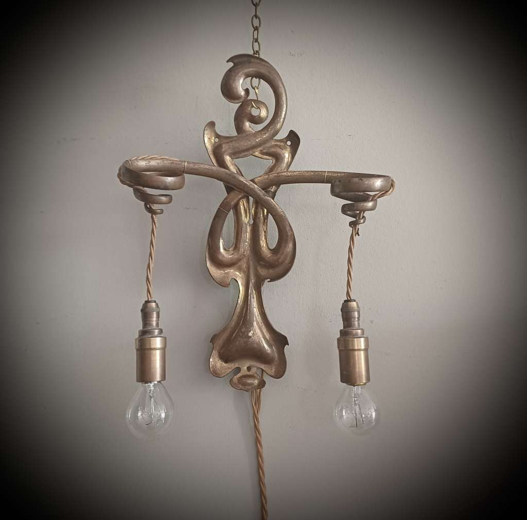  Arts and Crafts copper twin armed wall light