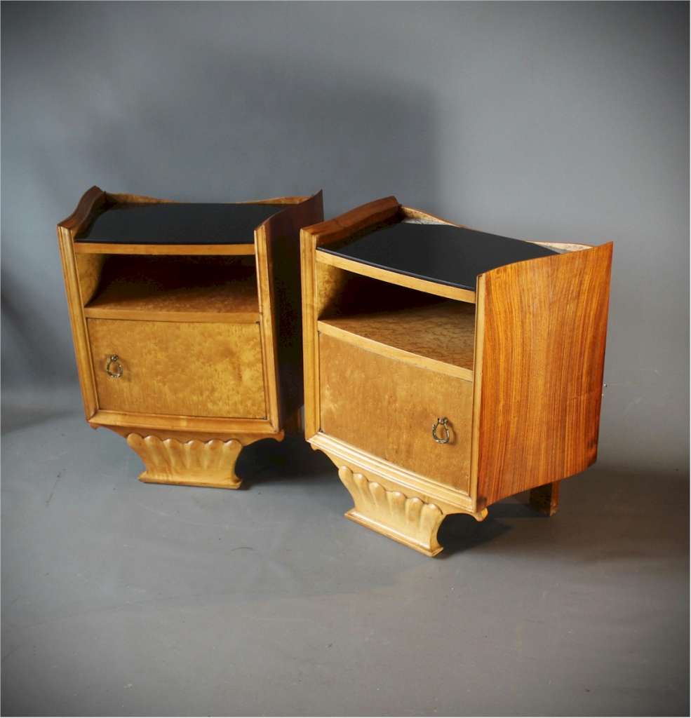 Pair of Art Deco Maple bedside cabinets