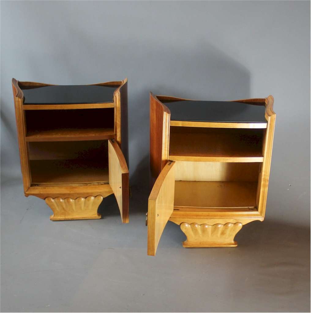 Pair of Art Deco Maple bedside cabinets