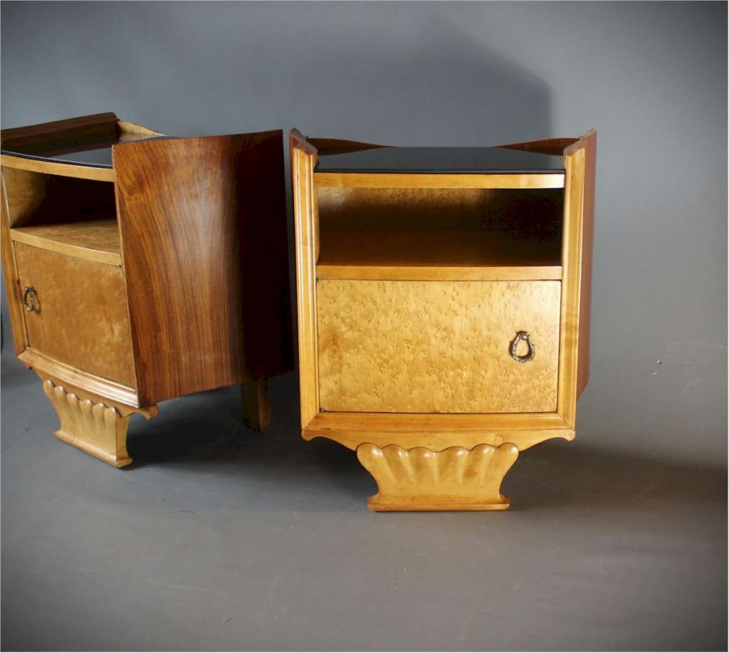 Pair of Art Deco Maple bedside cabinets