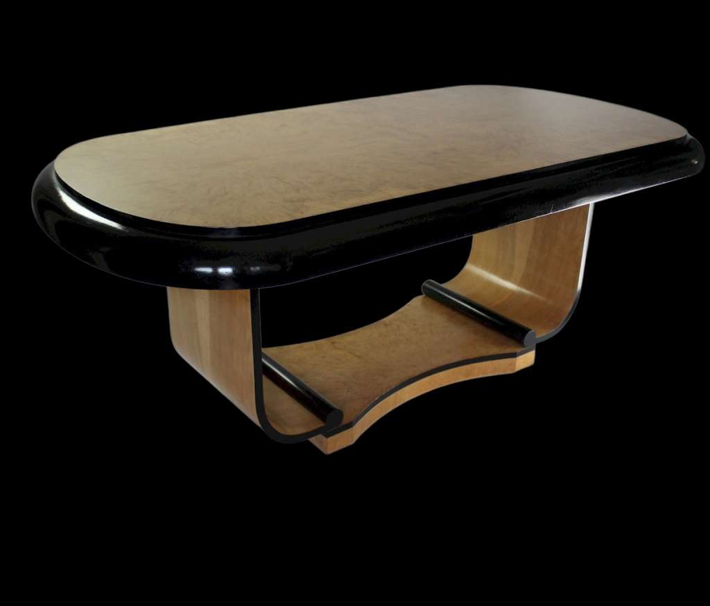 Art Deco U Based dining table in birds eye maple