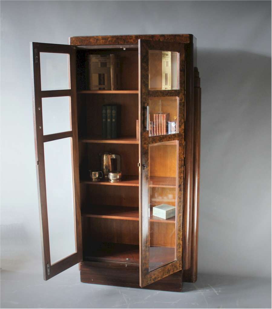 Art Deco walnut bookcase display Art Furniture