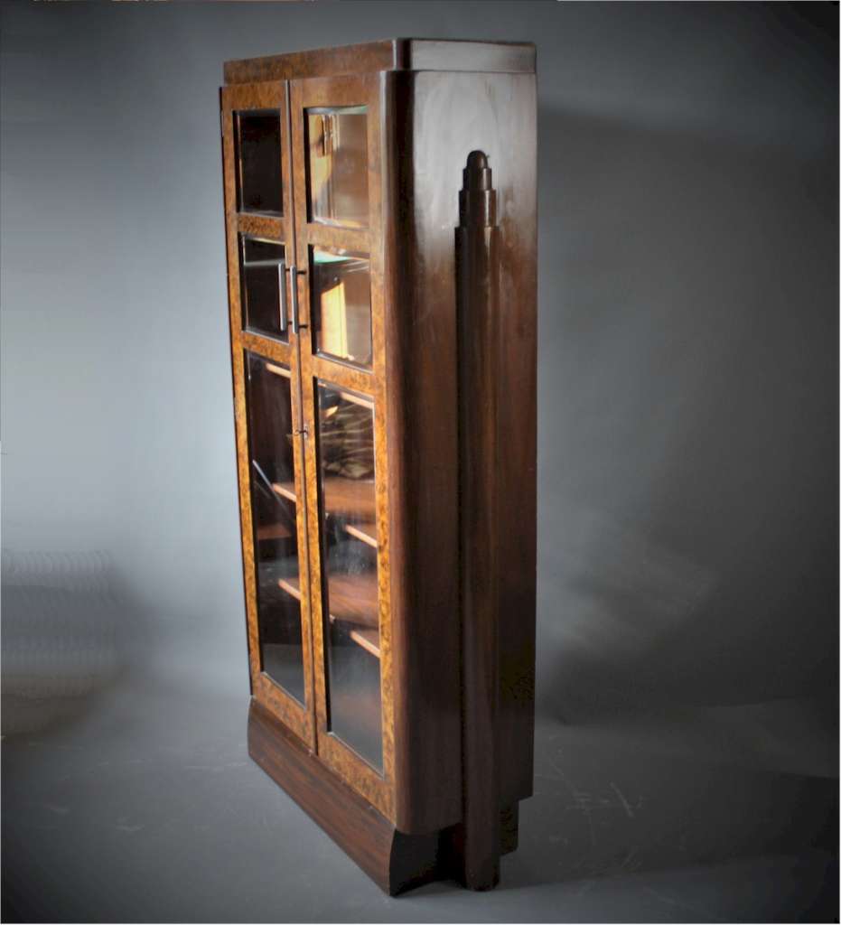 Art Deco walnut bookcase display Art Furniture