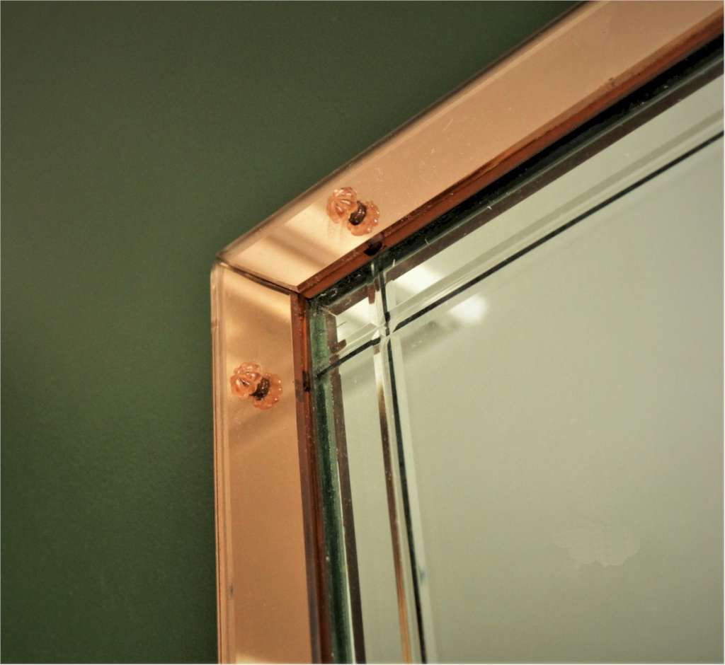  Art Deco peach framed mirror