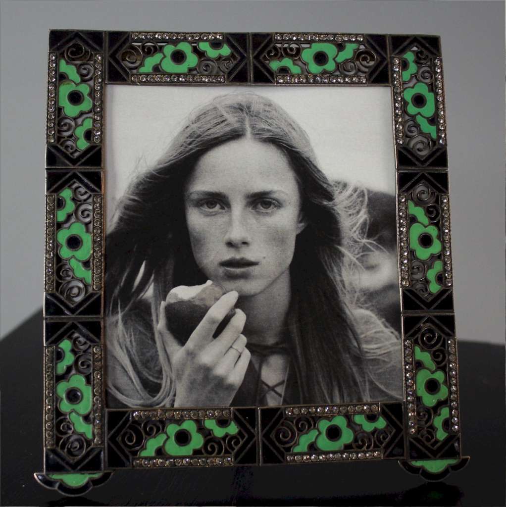 Art Deco enameled photo frame