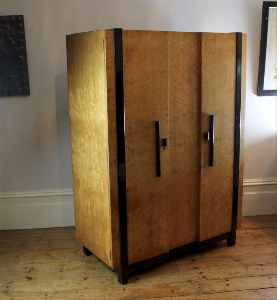 Art deco birds eye maple wardrobe attributed to Hille