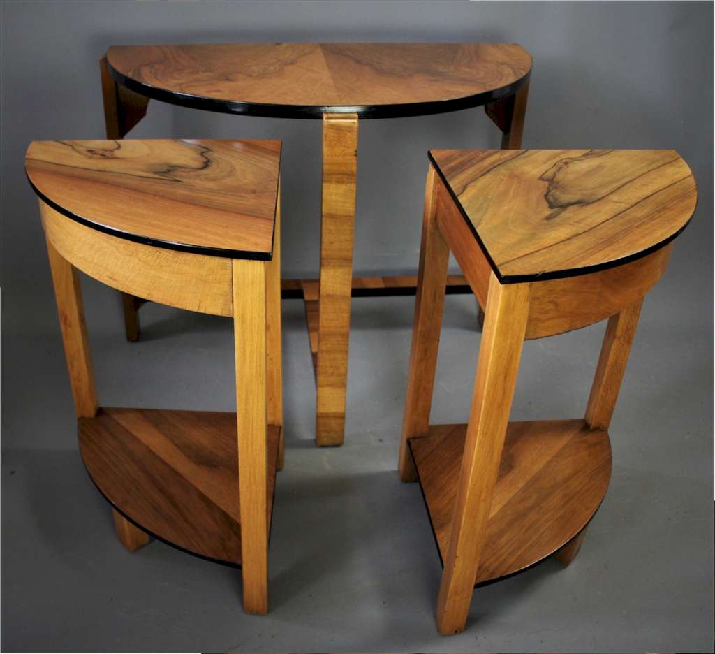 Deco Demi-Lune nest of tables in walnut