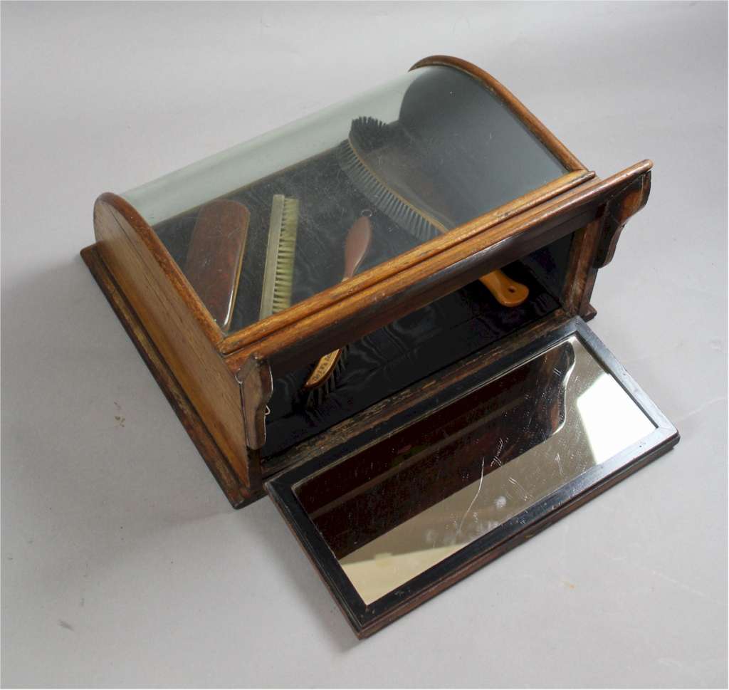 Victorian mahogany domed glass shop display cabinet