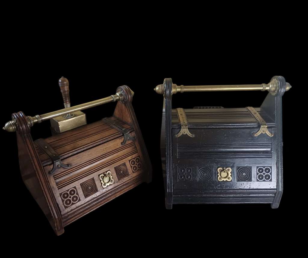 Christopher Dresser oak fireside scuttle