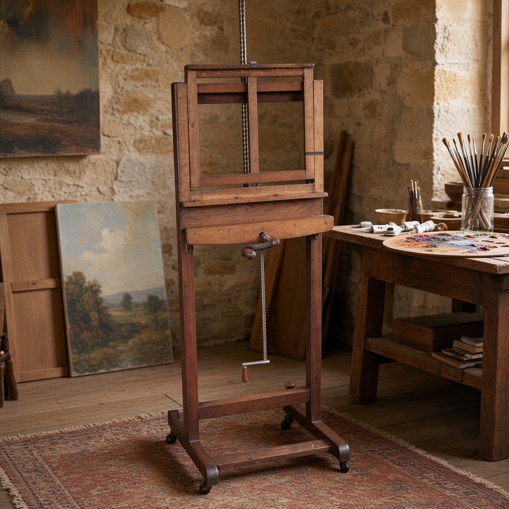 Antique artists easel in oak