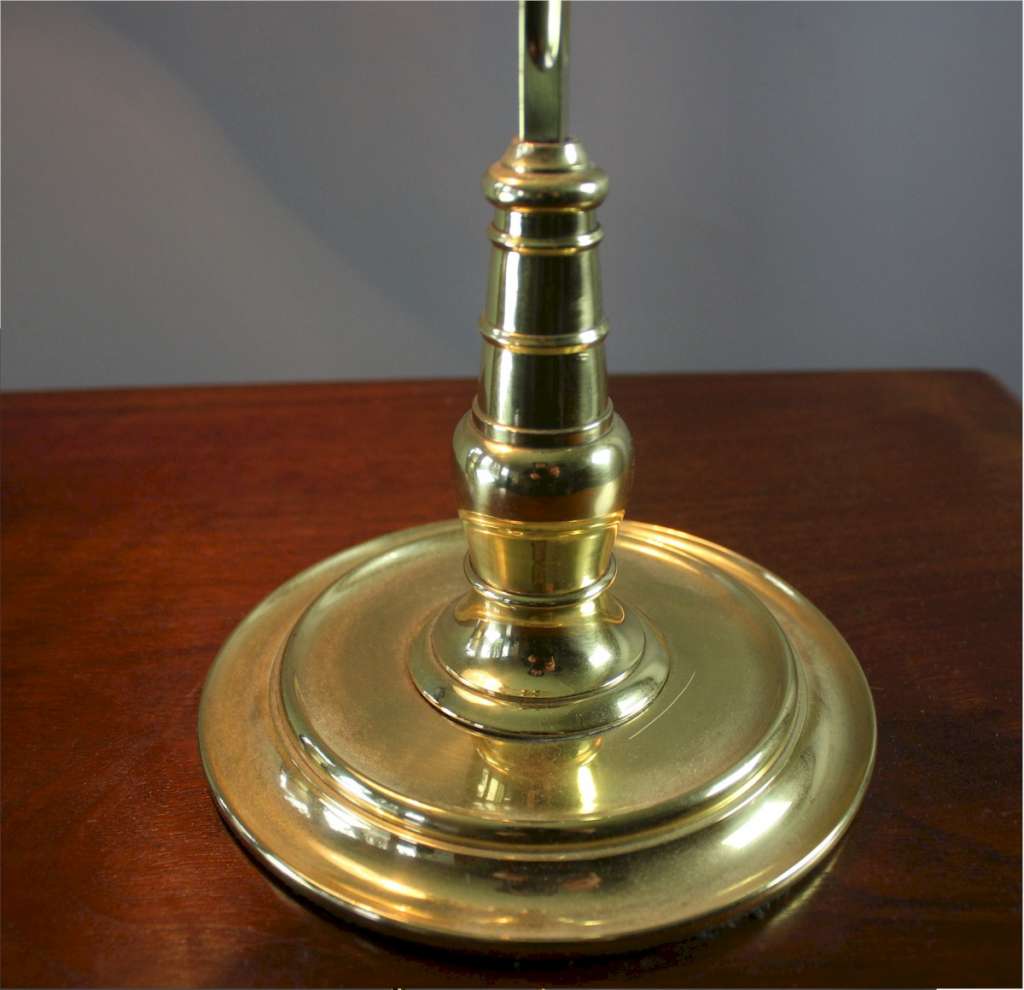 Faraday No4 Arts and Crafts brass tablelamp with vaseline shade