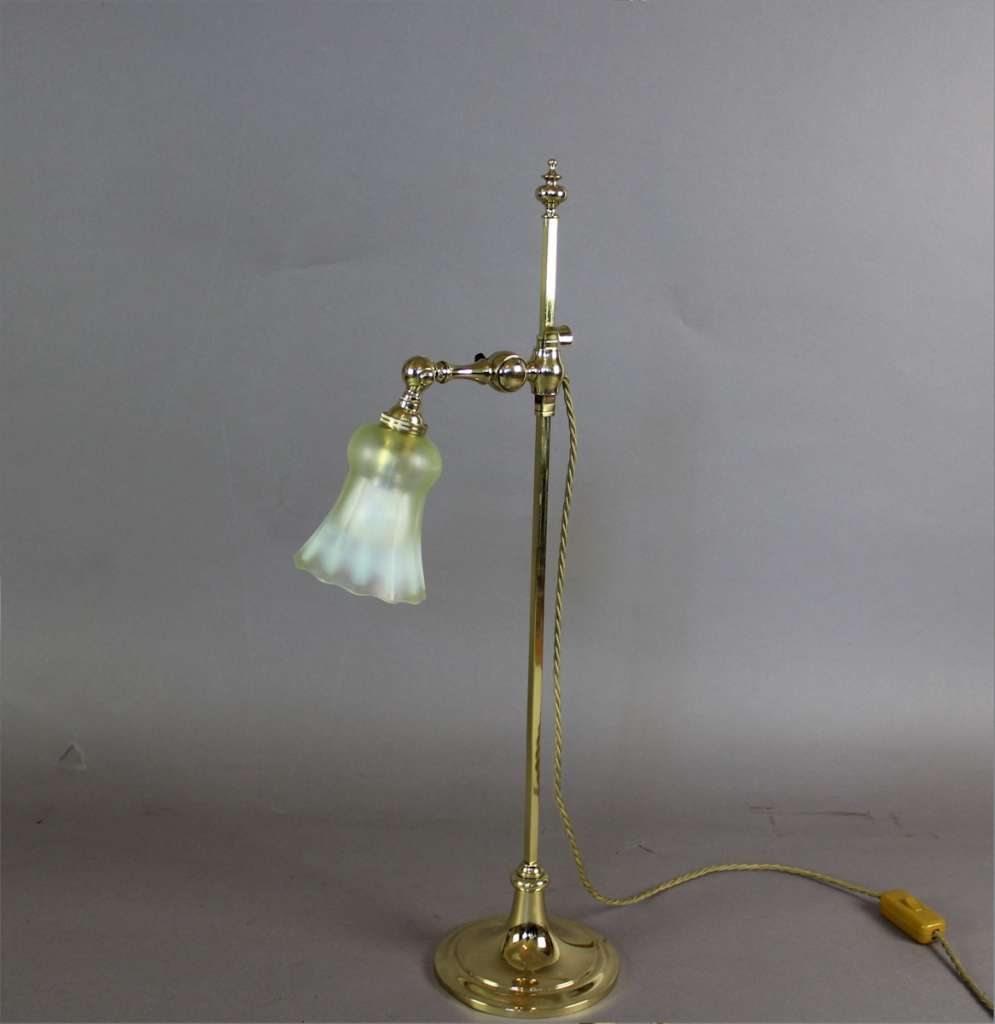 Arts and Crafts adjustable brass table lamp by Faraday & Sons c1900