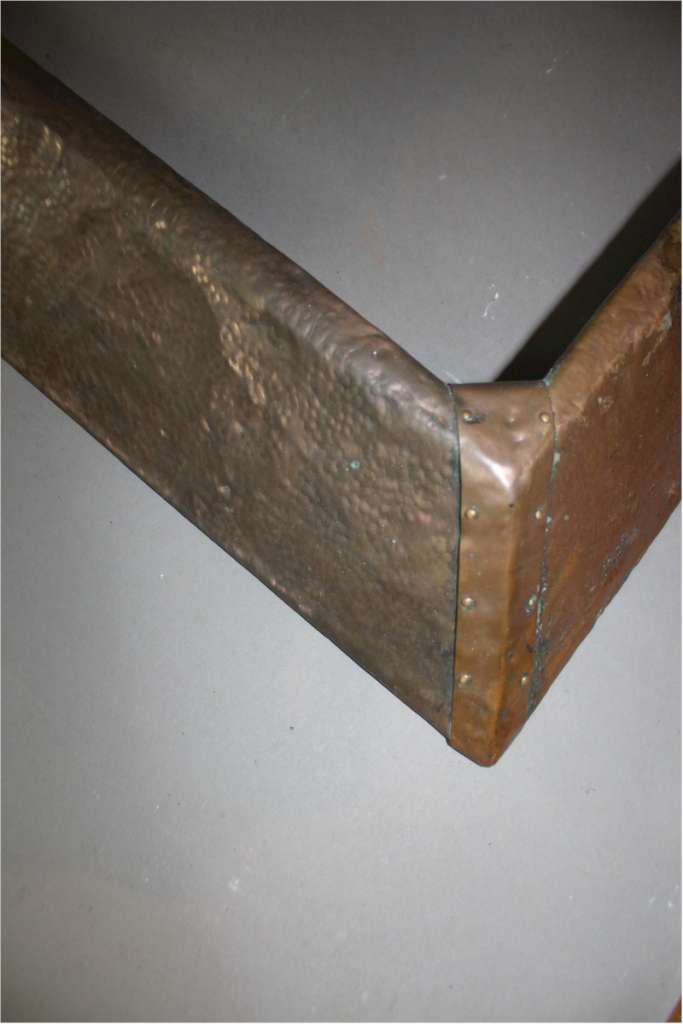 Arts and crafts copper fire fender with Ruskin roundel LATEST STOCK