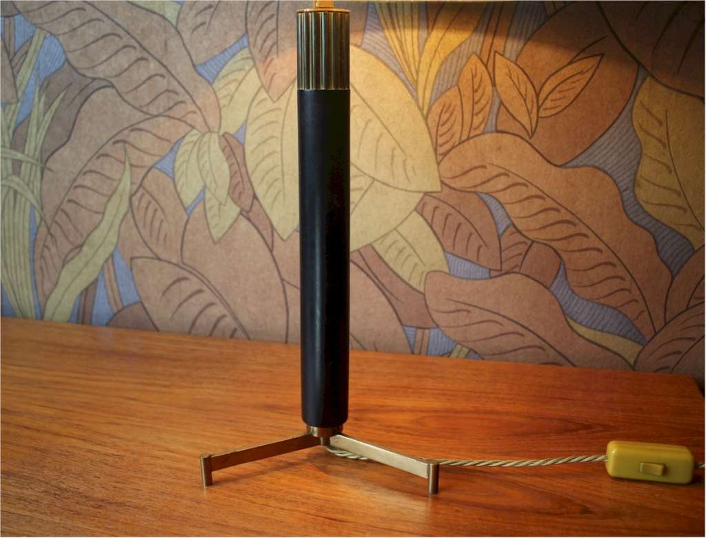 1950's table lamp on tripod brass base.