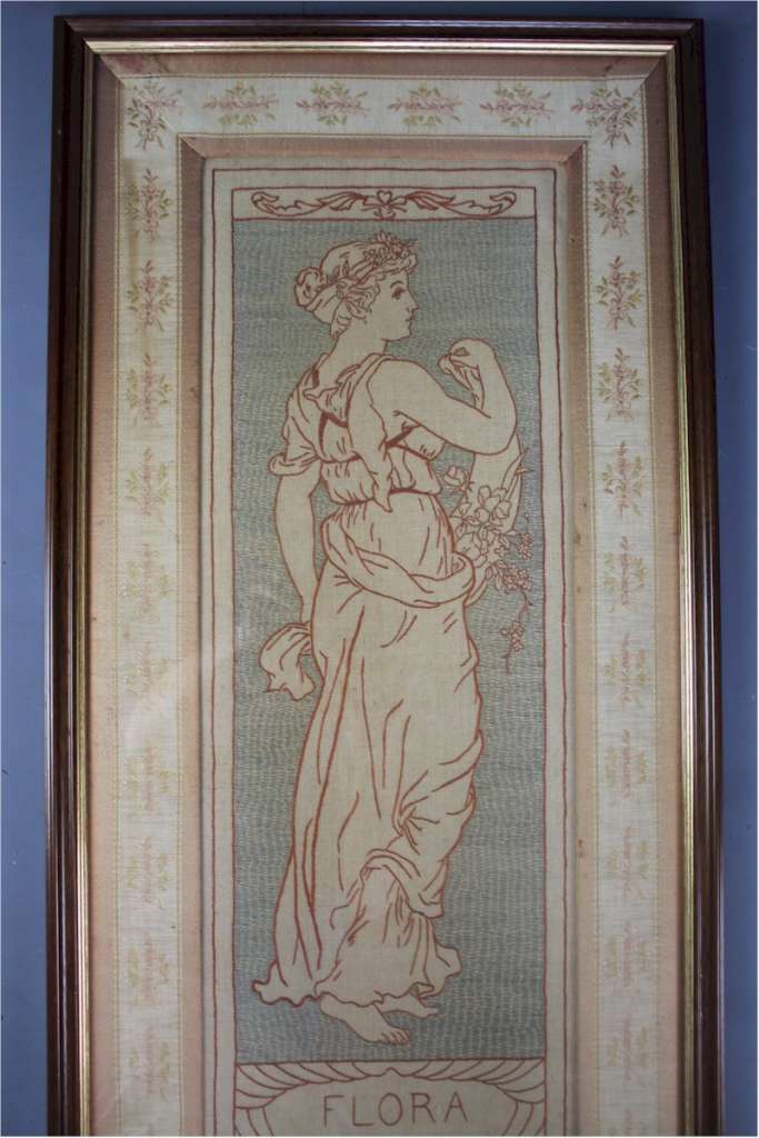 Pair of arts and crafts silk panels in the manner of Selwyn Image