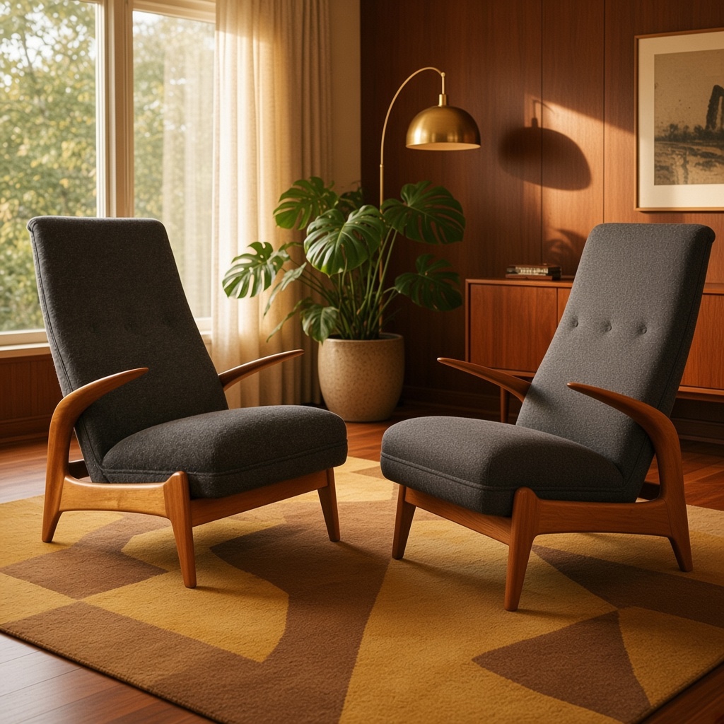 Pair Of Mid Century Rock 'N' Rest Teak Armchairs By Gimson & Slater