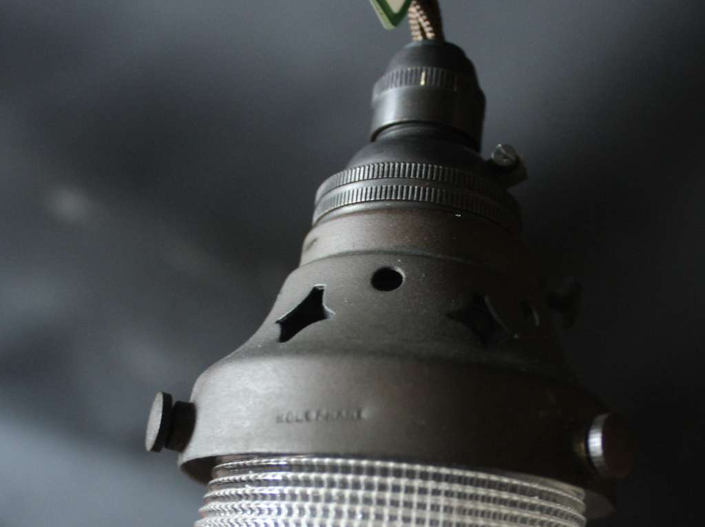 Holophane glass shade with fitting,