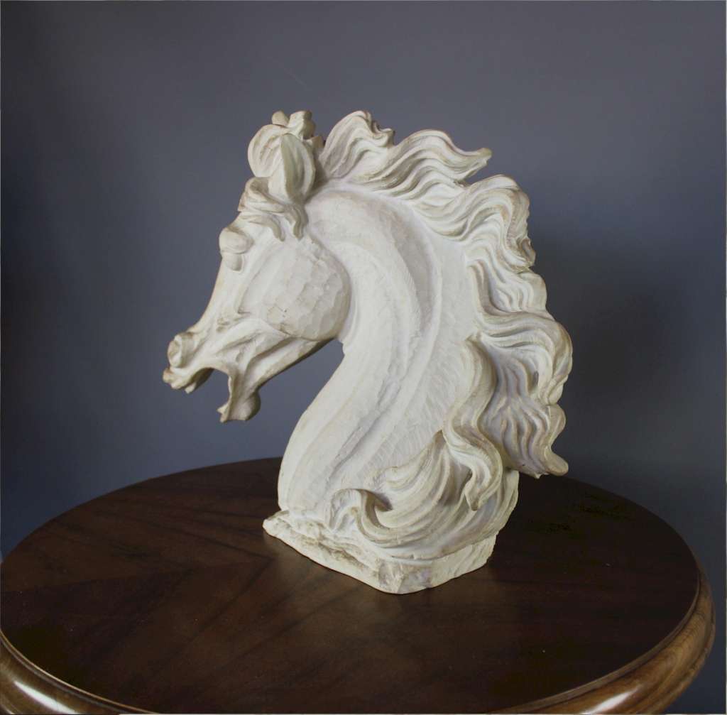 Impressive horse head sculpture