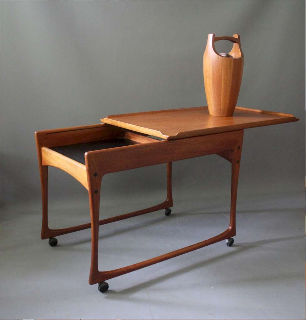 Mid-Century Scandinavian Teak Trolley by Ingvar Jensen