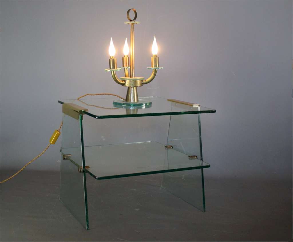 Italian 1950's glass and brass table lamp