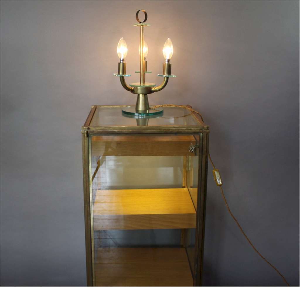 Italian 1950's glass and brass table lamp