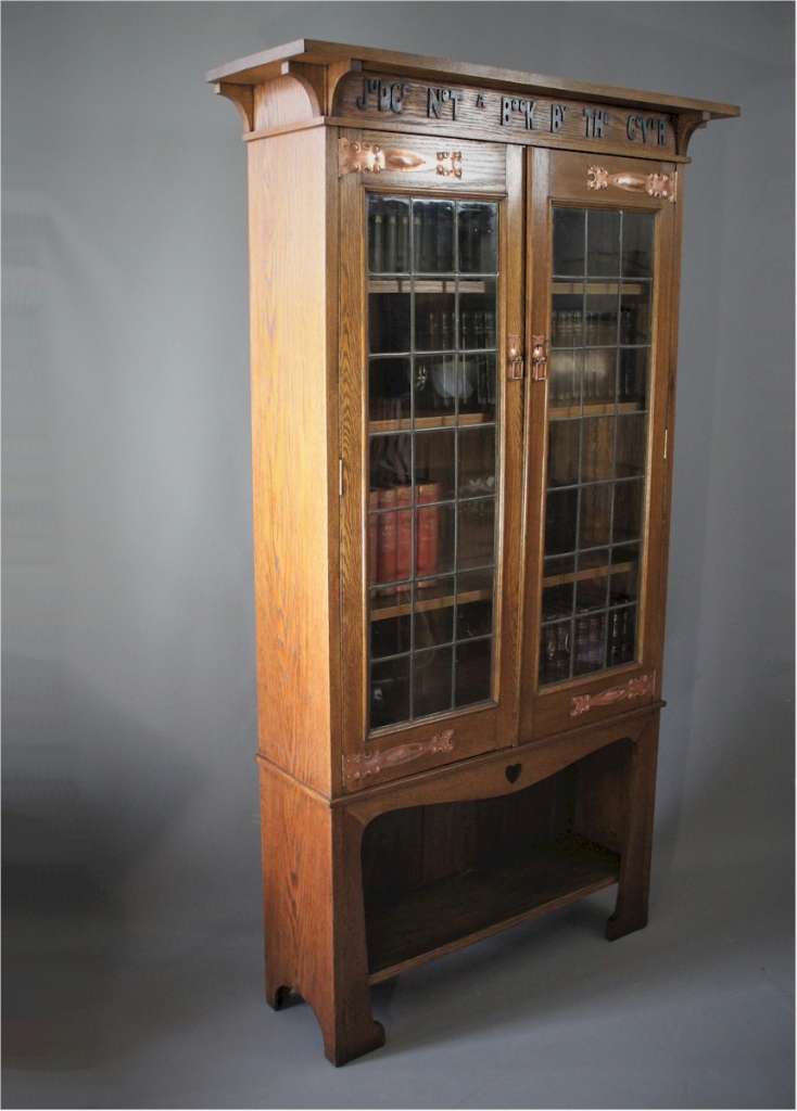 Arts and crafts bookcase Judge not a Book