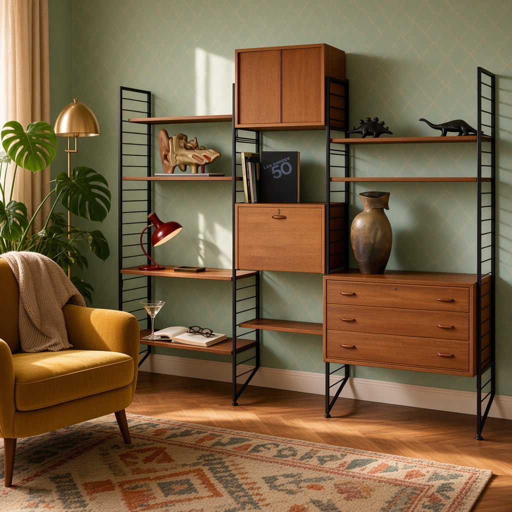 Staples Ladderax modular shelving system with black ladders