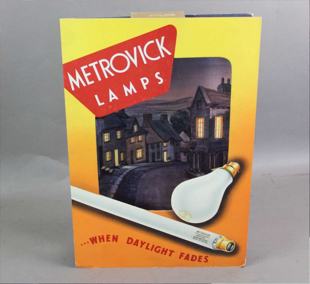 Metrovick lamps , card advert