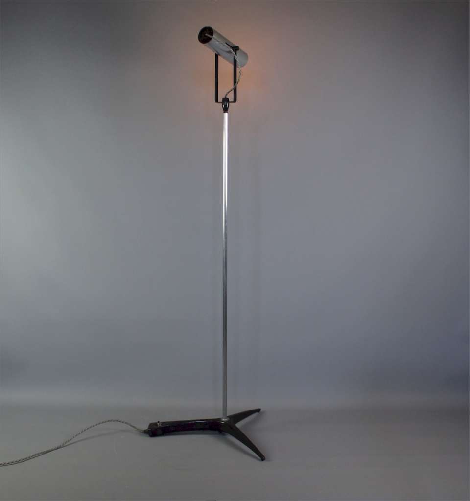 Mid Century brushed aluminium floor lamp