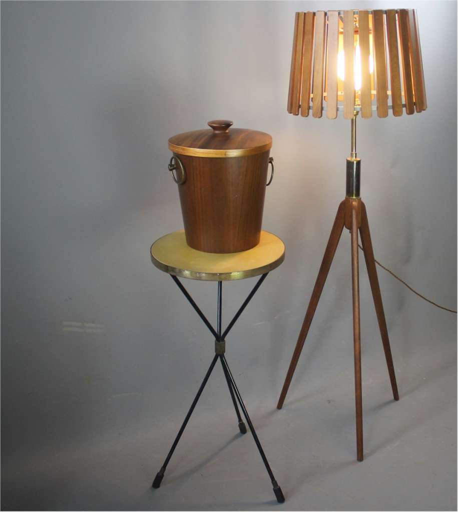 Mid Century Teak tripod floor lamp