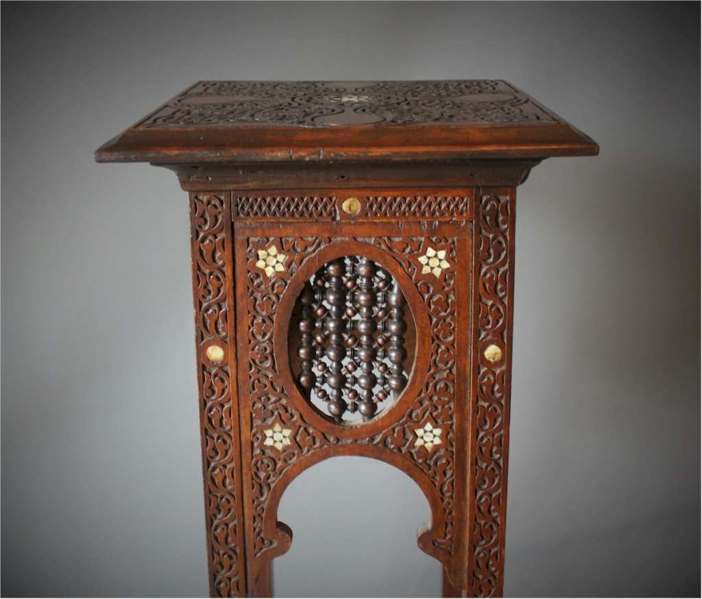 Moorish inlaid pedestal table