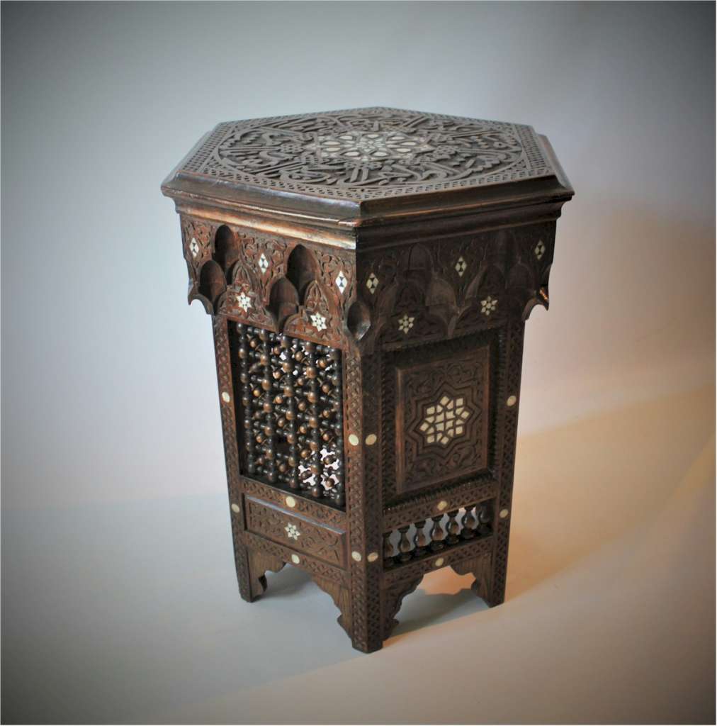 Moorish Syrian side table with mother of pearl inlay